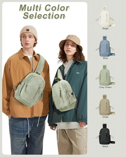 Sling Backpack bag for Men, Multipurpose Crossbody Shoulder Bag for Travel Hiking Daypack Green