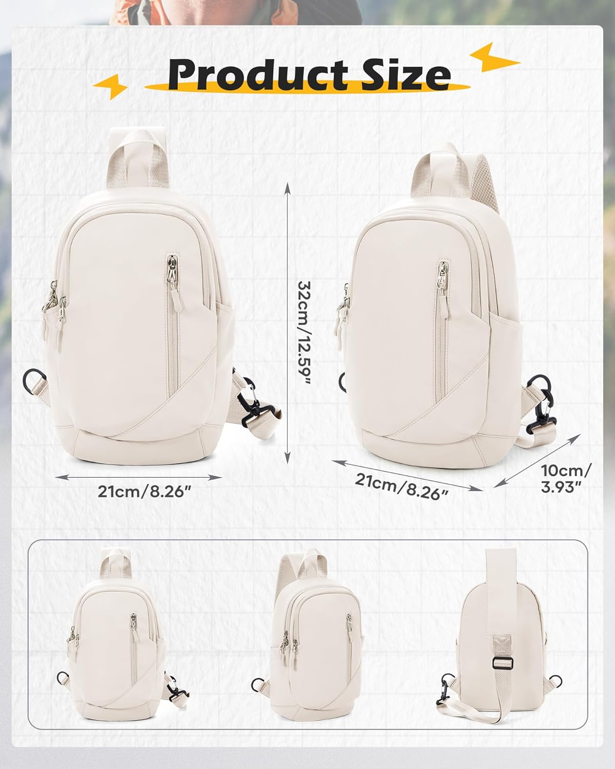 Sling Backpack bag for Men, Multipurpose Crossbody Shoulder Bag for Travel Hiking Daypack Green