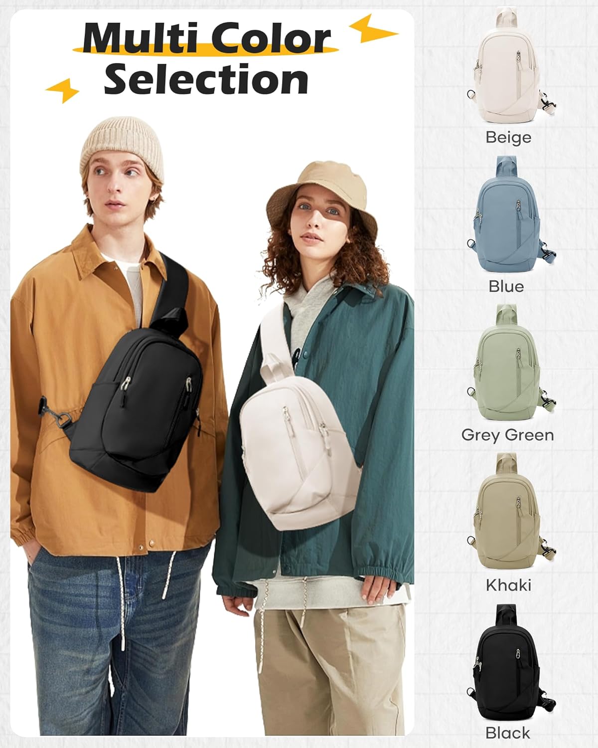 Sling Backpack bag for Men, Multipurpose Crossbody Shoulder Bag for Travel Hiking Daypack Green