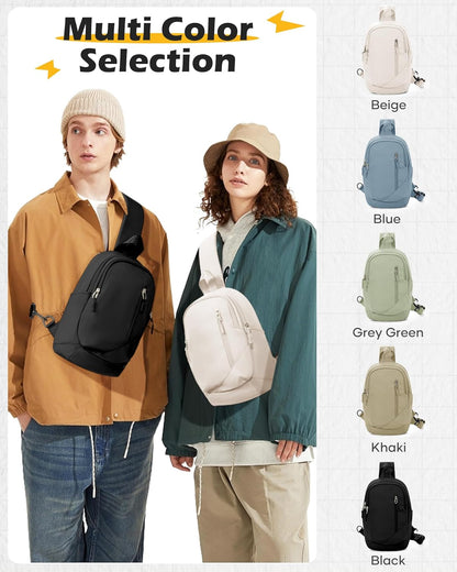 Sling Backpack bag for Men, Multipurpose Crossbody Shoulder Bag for Travel Hiking Daypack Green