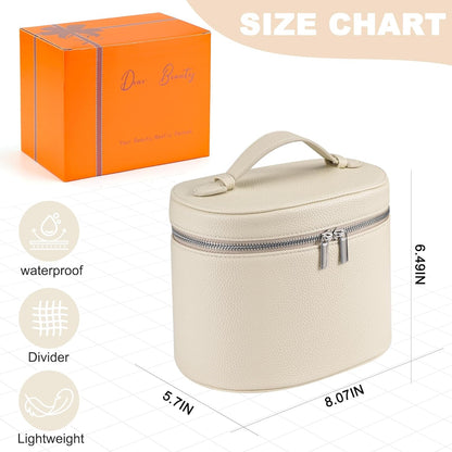 Makeup Bag Vanity Case Cosmetic Bag with Removable Divider Travel Toiletry Bag for Women Portable Make up Box Organizer, Dark Brown