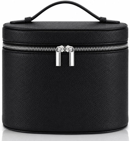 Makeup Bag Vanity Case Cosmetic Bag with Removable Divider Travel Toiletry Bag for Women Portable Make up Box Organizer, Dark Brown