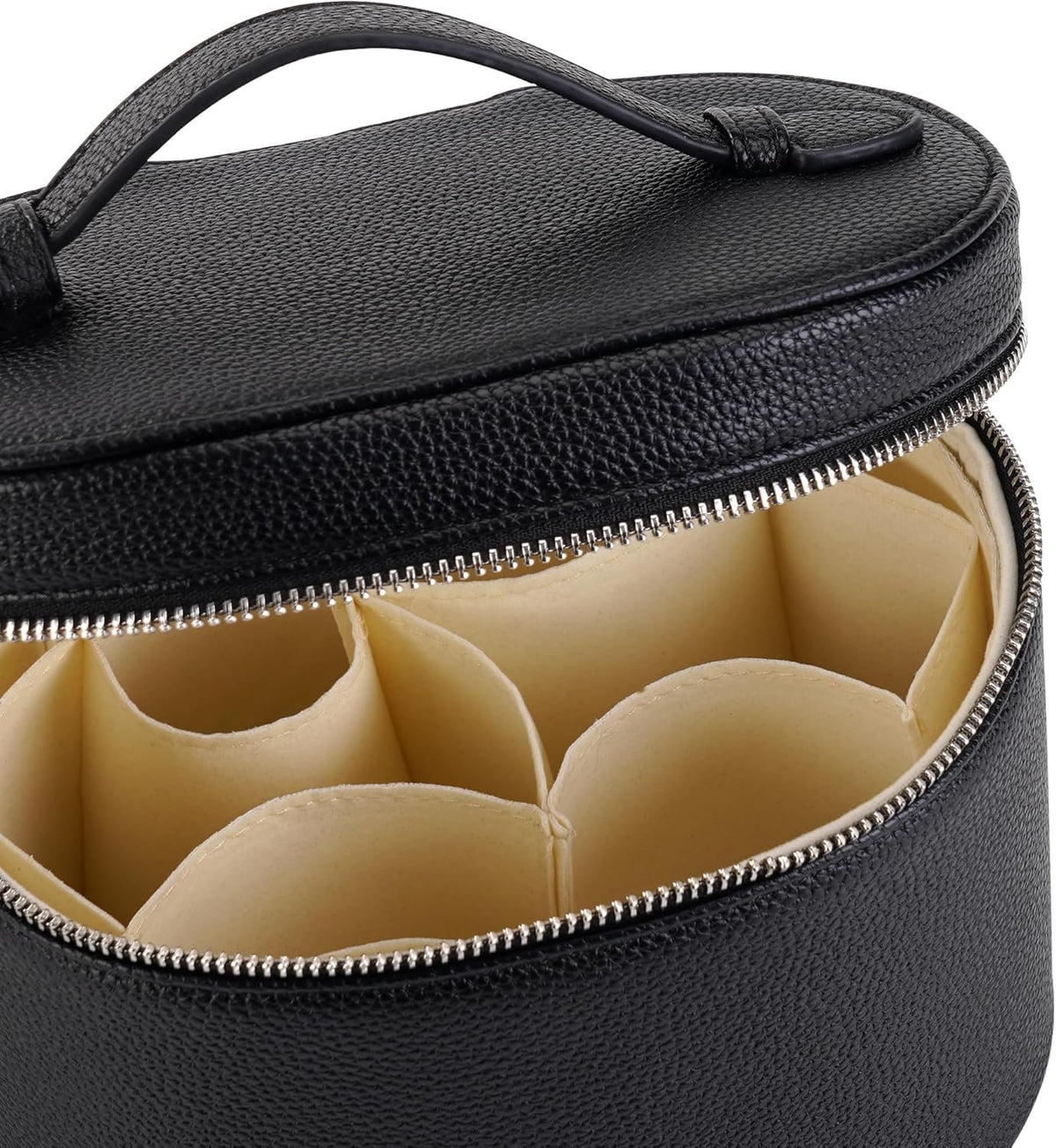 Makeup Bag Vanity Case Cosmetic Bag with Removable Divider Travel Toiletry Bag for Women Portable Make up Box Organizer, Dark Brown