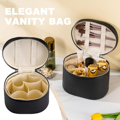 Makeup Bag Vanity Case Cosmetic Bag with Removable Divider Travel Toiletry Bag for Women Portable Make up Box Organizer, Dark Brown