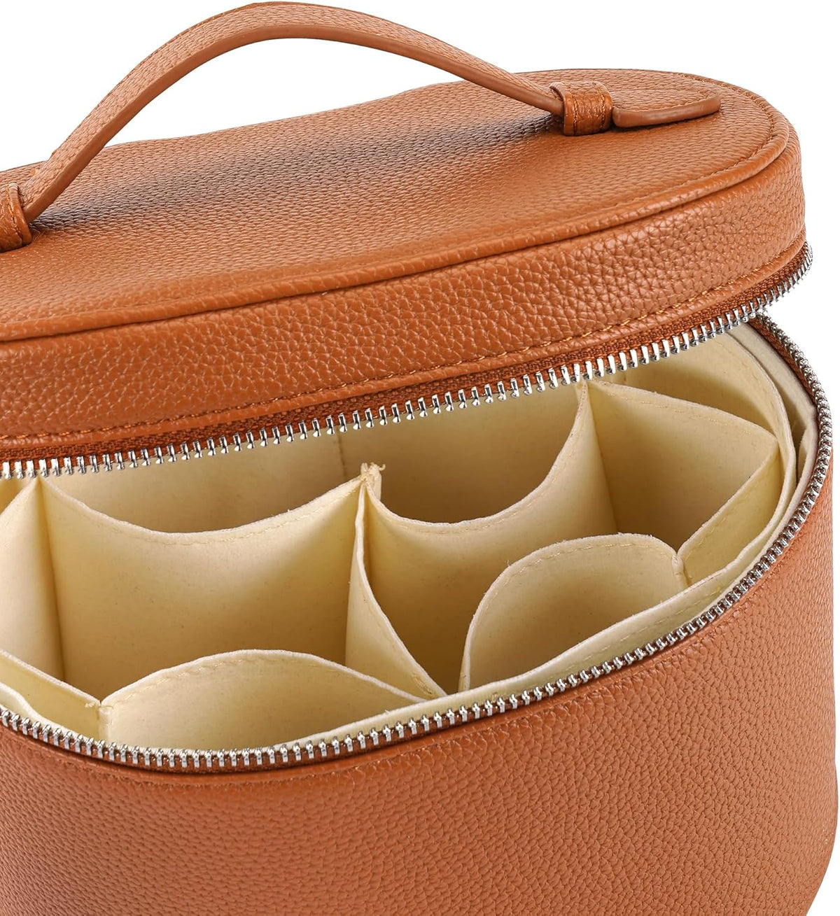 Makeup Bag Vanity Case Cosmetic Bag with Removable Divider Travel Toiletry Bag for Women Portable Make up Box Organizer, Dark Brown