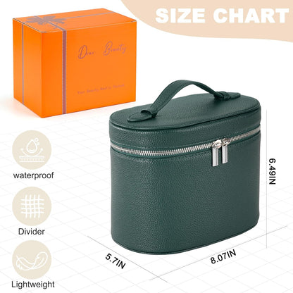 Makeup Bag Vanity Case Cosmetic Bag with Removable Divider Travel Toiletry Bag for Women Portable Make up Box Organizer, Dark Brown