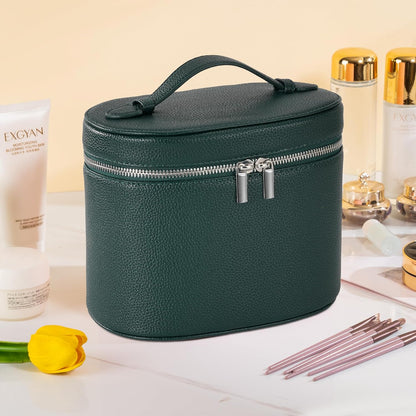 Makeup Bag Vanity Case Cosmetic Bag with Removable Divider Travel Toiletry Bag for Women Portable Make up Box Organizer, Dark Brown