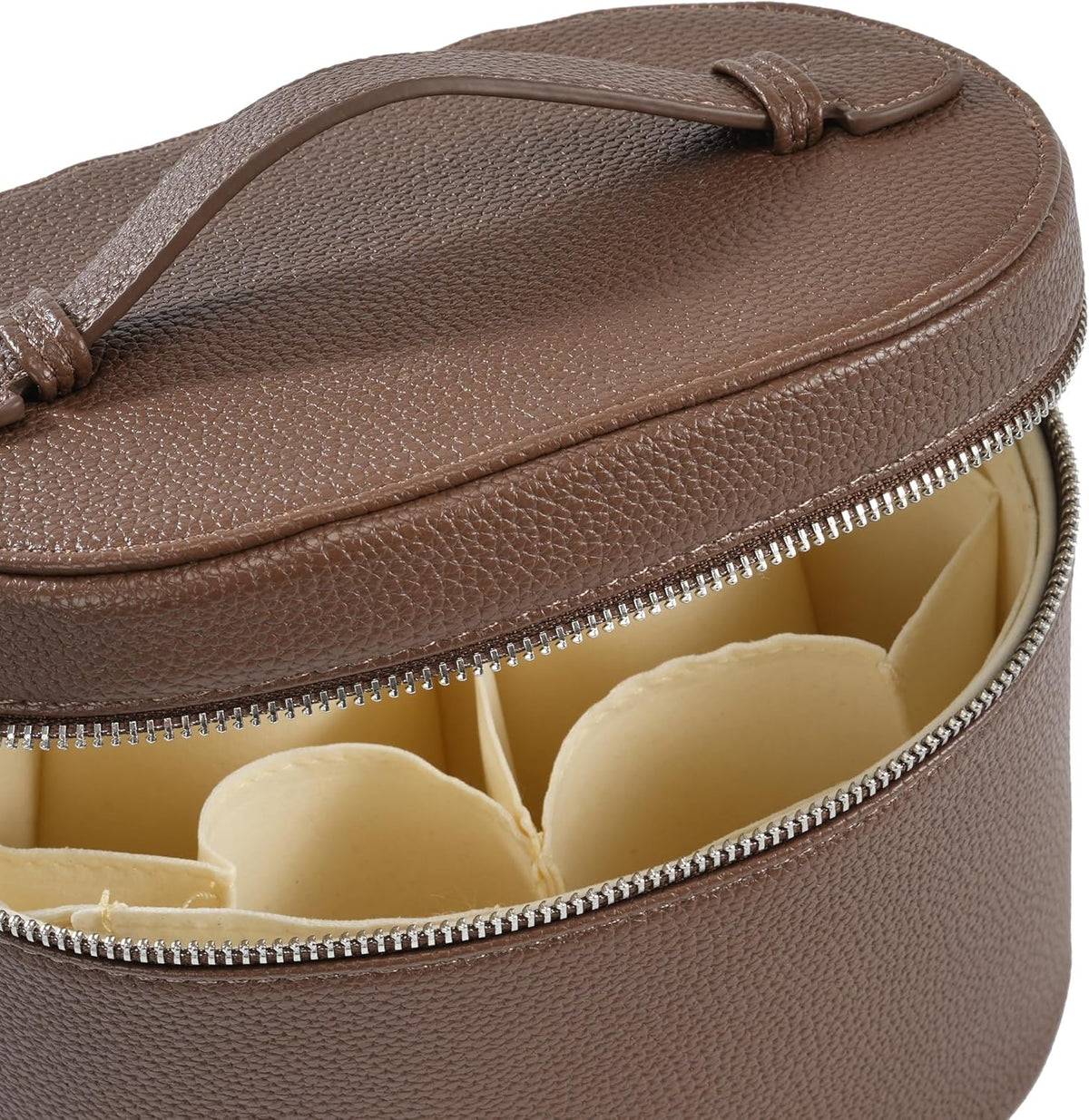 Makeup Bag Vanity Case Cosmetic Bag with Removable Divider Travel Toiletry Bag for Women Portable Make up Box Organizer, Dark Brown