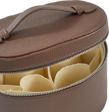 Makeup Bag Vanity Case Cosmetic Bag with Removable Divider Travel Toiletry Bag for Women Portable Make up Box Organizer, Dark Brown