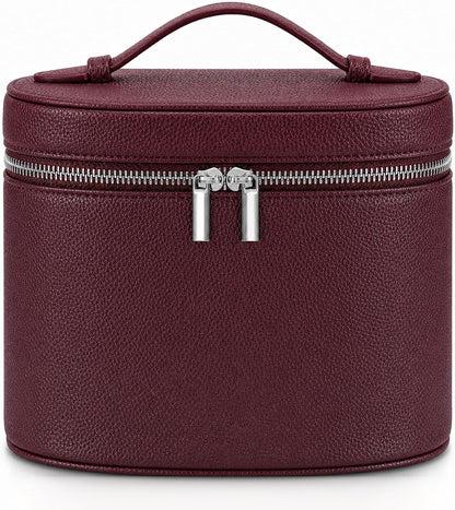 Makeup Bag Vanity Case Cosmetic Bag with Removable Divider Travel Toiletry Bag for Women Portable Make up Box Organizer, Dark Brown