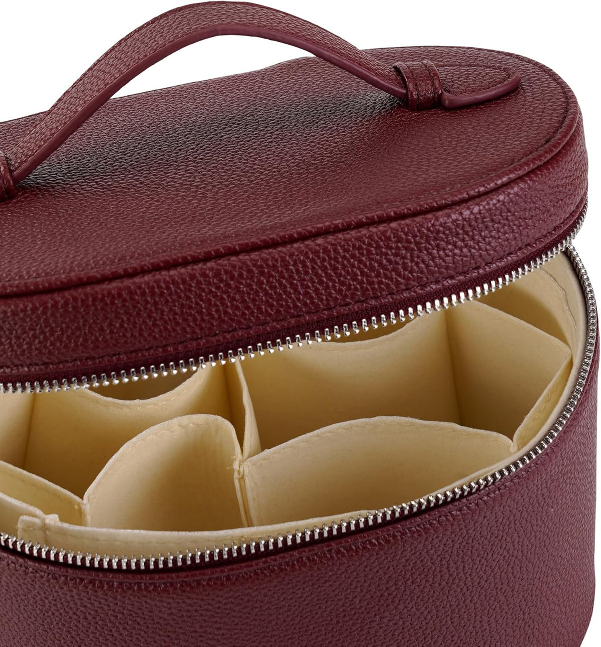 Makeup Bag Vanity Case Cosmetic Bag with Removable Divider Travel Toiletry Bag for Women Portable Make up Box Organizer, Dark Brown