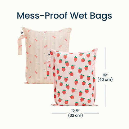 Mess Proof Wet Bags | Reusable Waterproof Wet Bags for Swimsuits | Baby Clothes | Travel & Diaper Bag (Black, Green Checkers) - Colors B