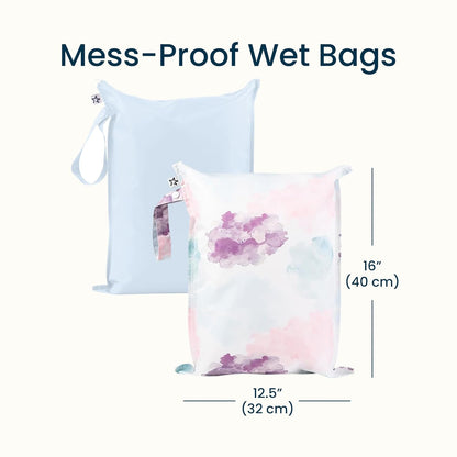 Mess Proof Wet Bags | Reusable Waterproof Wet Bags for Swimsuits | Baby Clothes | Travel & Diaper Bag (Black, Green Checkers) - Colors B