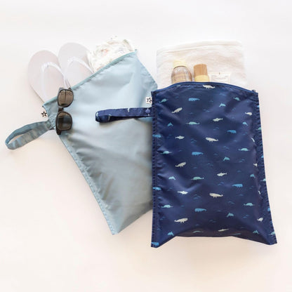 Mess Proof Wet Bags | Reusable Waterproof Wet Bags for Swimsuits | Baby Clothes | Travel & Diaper Bag (Black, Green Checkers) - Colors B
