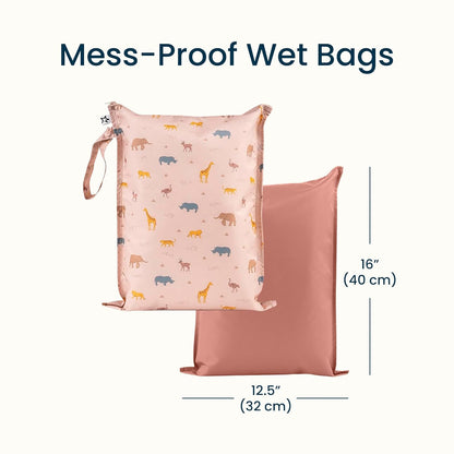 Mess Proof Wet Bags | Reusable Waterproof Wet Bags for Swimsuits | Baby Clothes | Travel & Diaper Bag (Black, Green Checkers) - Colors B