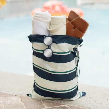 Mess Proof Wet Bags | Reusable Waterproof Wet Bags for Swimsuits | Baby Clothes | Travel & Diaper Bag (Black, Green Checkers) - Colors B