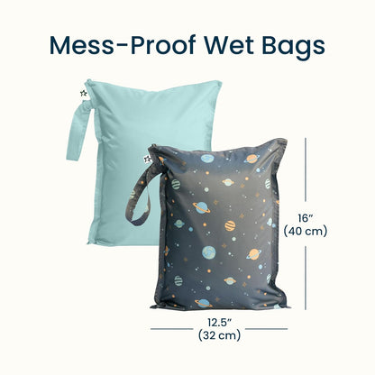 Mess Proof Wet Bags | Reusable Waterproof Wet Bags for Swimsuits | Baby Clothes | Travel & Diaper Bag (Black, Green Checkers) - Colors B