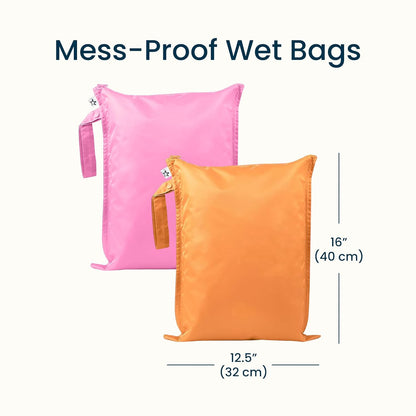 Mess Proof Wet Bags | Reusable Waterproof Wet Bags for Swimsuits | Baby Clothes | Travel & Diaper Bag (Black, Green Checkers) - Colors B
