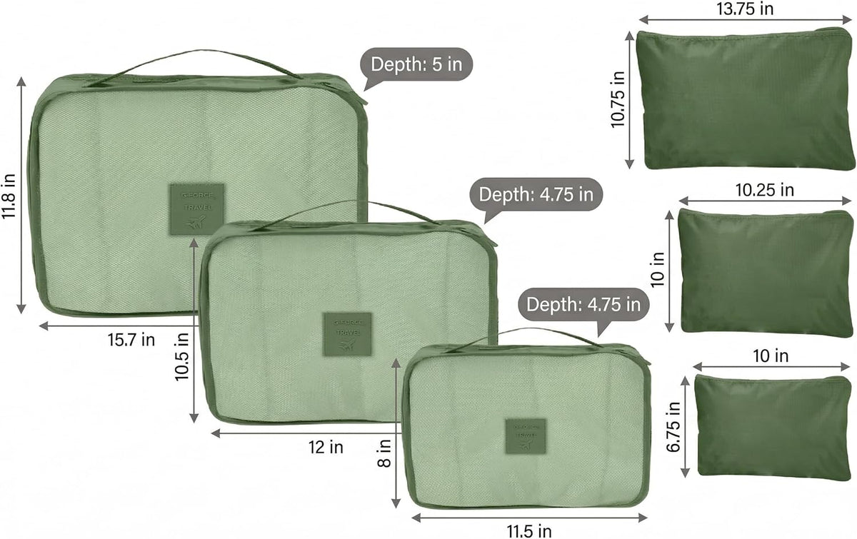 6-Piece Packing Cube Set | Travel Organizers for Luggage | Suitcase Packing Organizers | Travel Accessories for Carry-On | 100% Polyester