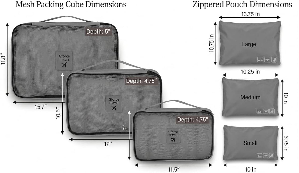 6-Piece Packing Cube Set | Travel Organizers for Luggage | Suitcase Packing Organizers | Travel Accessories for Carry-On | 100% Polyester