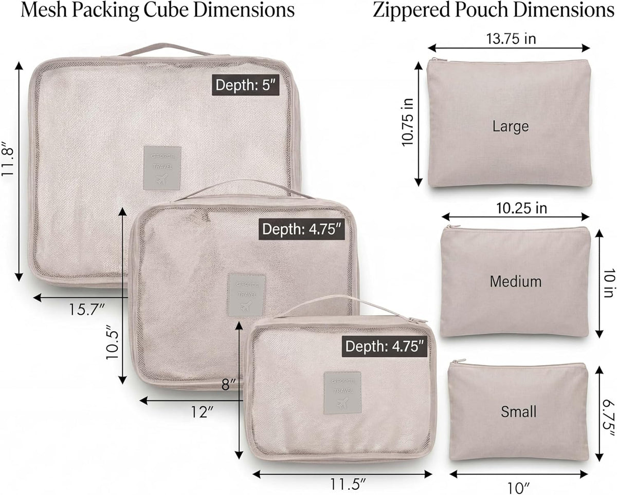 6-Piece Packing Cube Set | Travel Organizers for Luggage | Suitcase Packing Organizers | Travel Accessories for Carry-On | 100% Polyester