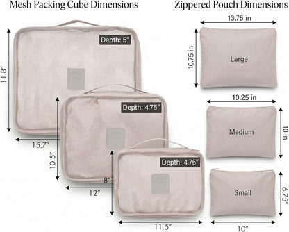 6-Piece Packing Cube Set | Travel Organizers for Luggage | Suitcase Packing Organizers | Travel Accessories for Carry-On | 100% Polyester