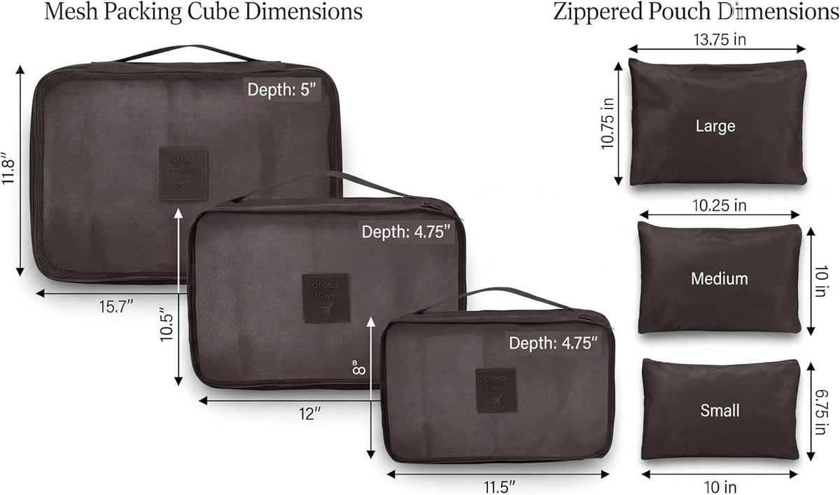 6-Piece Packing Cube Set | Travel Organizers for Luggage | Suitcase Packing Organizers | Travel Accessories for Carry-On | 100% Polyester
