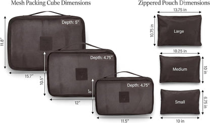 6-Piece Packing Cube Set | Travel Organizers for Luggage | Suitcase Packing Organizers | Travel Accessories for Carry-On | 100% Polyester