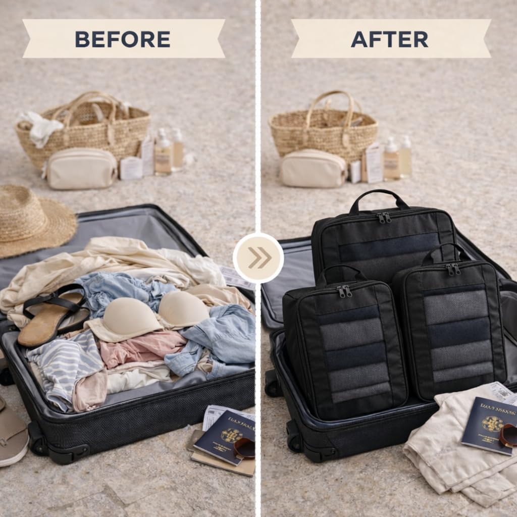 6-Piece Packing Cube Set | Travel Organizers for Luggage | Suitcase Packing Organizers | Travel Accessories for Carry-On | 100% Polyester
