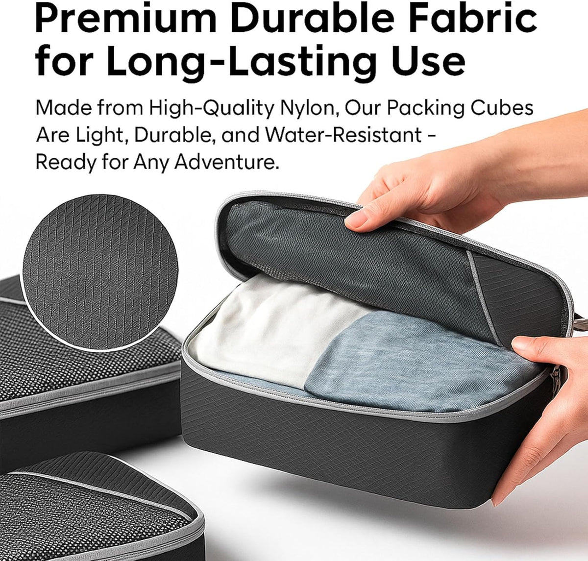 Compression Packing Cubes for Travel, Space-Saving Luggage Organizers, Durable & Waterproof 6-Piece Set with Compression Zipper for Clothes, Shoes & Accessories (Red)