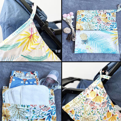 Wet Bag,2 pcs Baby Wet Dry Cloth Diaper Bags,Washable, Reusable for Travel, Stroller, Pool,Beach, Wet Swimsuits,Dirty Gym Clothes, Toiletries, Toys,Mommy Bag (Color 23)