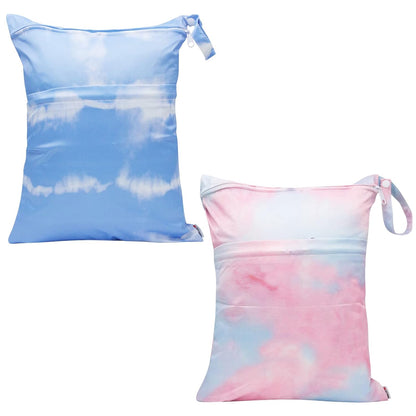 Wet Bag,2 pcs Baby Wet Dry Cloth Diaper Bags,Washable, Reusable for Travel, Stroller, Pool,Beach, Wet Swimsuits,Dirty Gym Clothes, Toiletries, Toys,Mommy Bag (Color 23)