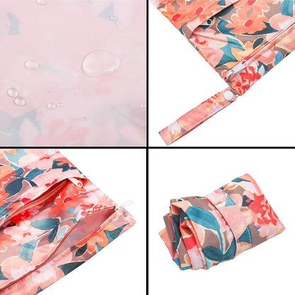 Wet Bag,2 pcs Baby Wet Dry Cloth Diaper Bags,Washable, Reusable for Travel, Stroller, Pool,Beach, Wet Swimsuits,Dirty Gym Clothes, Toiletries, Toys,Mommy Bag (Color 23)