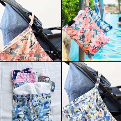 Wet Bag,2 pcs Baby Wet Dry Cloth Diaper Bags,Washable, Reusable for Travel, Stroller, Pool,Beach, Wet Swimsuits,Dirty Gym Clothes, Toiletries, Toys,Mommy Bag (Color 23)