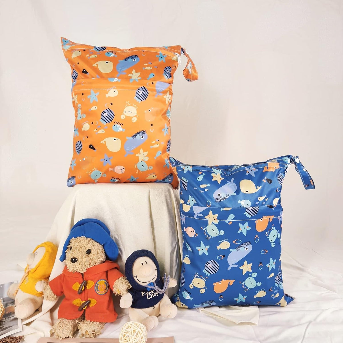 Wet Bag,2 pcs Baby Wet Dry Cloth Diaper Bags,Washable, Reusable for Travel, Stroller, Pool,Beach, Wet Swimsuits,Dirty Gym Clothes, Toiletries, Toys,Mommy Bag (Color 23)