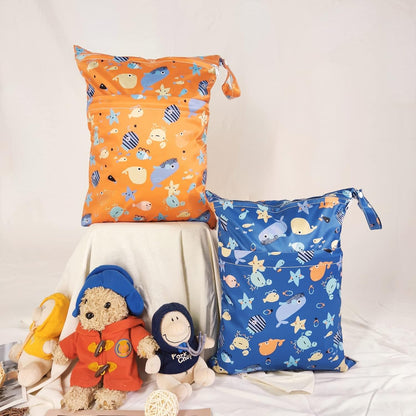 Wet Bag,2 pcs Baby Wet Dry Cloth Diaper Bags,Washable, Reusable for Travel, Stroller, Pool,Beach, Wet Swimsuits,Dirty Gym Clothes, Toiletries, Toys,Mommy Bag (Color 23)