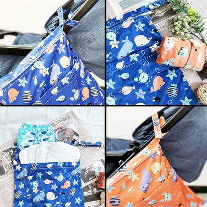 Wet Bag,2 pcs Baby Wet Dry Cloth Diaper Bags,Washable, Reusable for Travel, Stroller, Pool,Beach, Wet Swimsuits,Dirty Gym Clothes, Toiletries, Toys,Mommy Bag (Color 23)