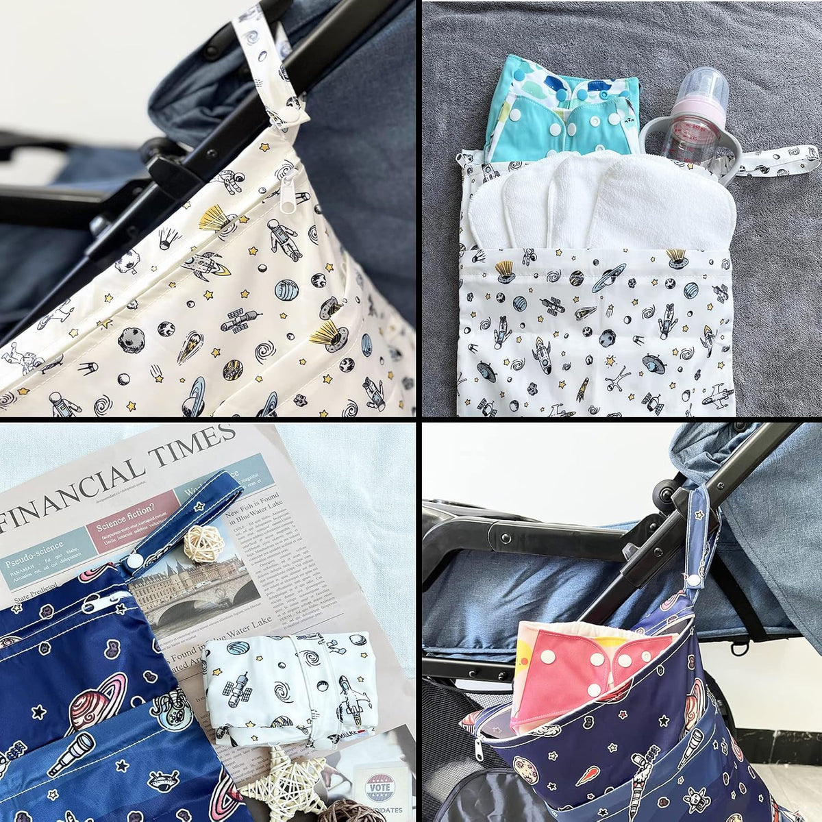 Wet Bag,2 pcs Baby Wet Dry Cloth Diaper Bags,Washable, Reusable for Travel, Stroller, Pool,Beach, Wet Swimsuits,Dirty Gym Clothes, Toiletries, Toys,Mommy Bag (Color 23)