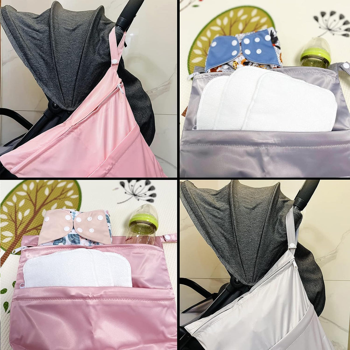 Wet Bag,2 pcs Baby Wet Dry Cloth Diaper Bags,Washable, Reusable for Travel, Stroller, Pool,Beach, Wet Swimsuits,Dirty Gym Clothes, Toiletries, Toys,Mommy Bag (Color 23)