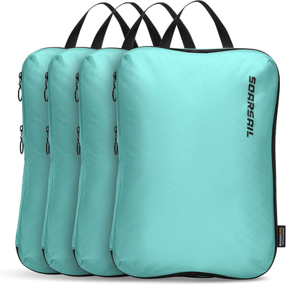 4 Pack Ultralight Compression Packing Cubes for Travel, White | 100D Composite Nylon, Translucent Design, Water Repellent and Tear-resistant, Odor and Dust Protection, Compression Reliable
