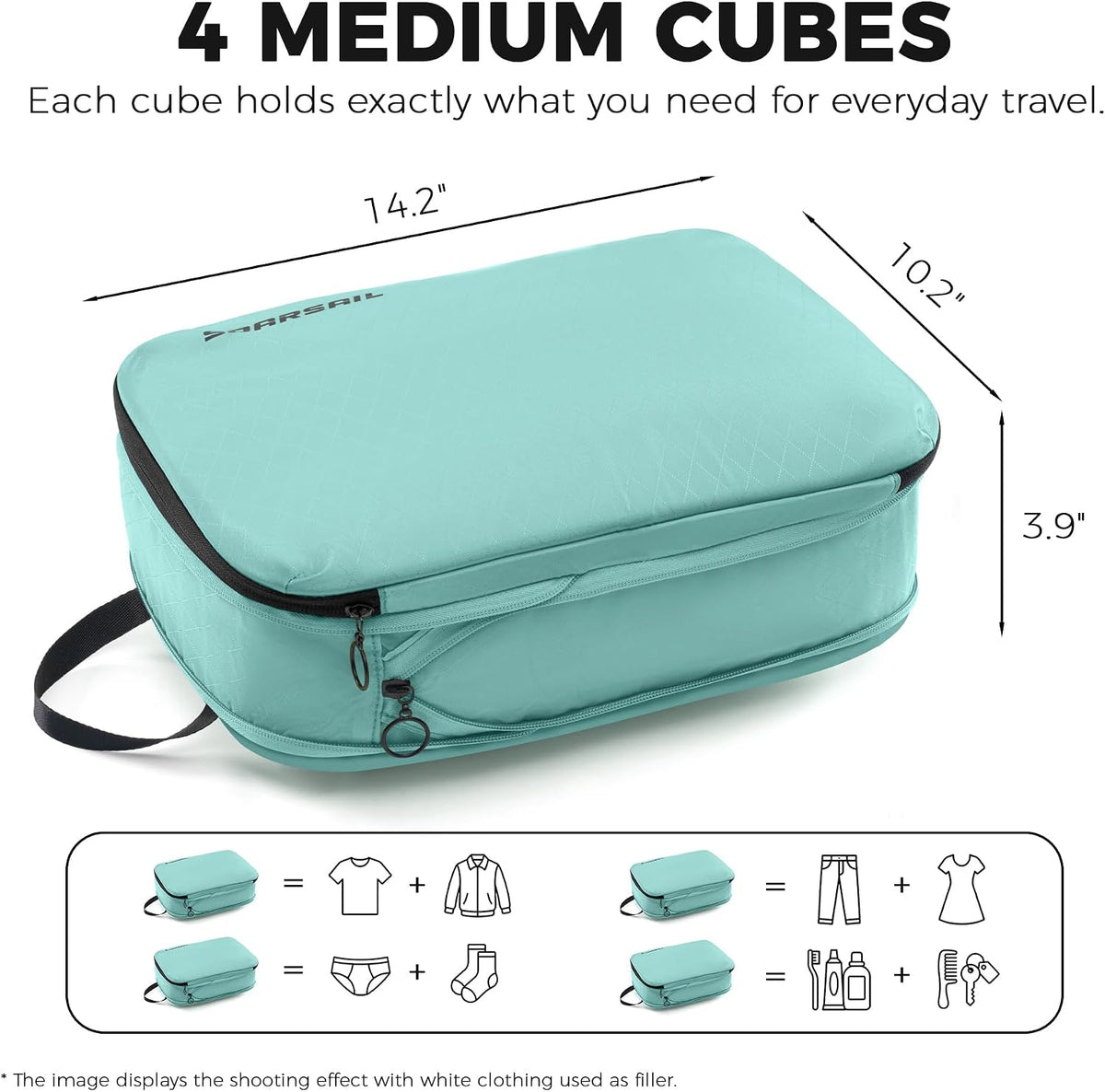 4 Pack Ultralight Compression Packing Cubes for Travel, White | 100D Composite Nylon, Translucent Design, Water Repellent and Tear-resistant, Odor and Dust Protection, Compression Reliable