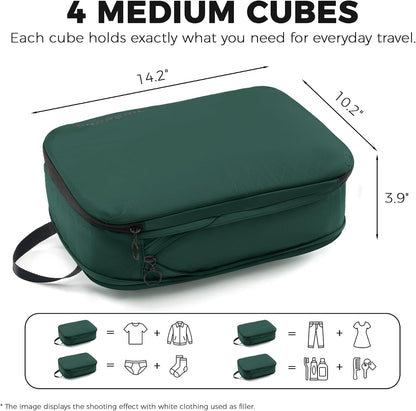 4 Pack Ultralight Compression Packing Cubes for Travel, White | 100D Composite Nylon, Translucent Design, Water Repellent and Tear-resistant, Odor and Dust Protection, Compression Reliable