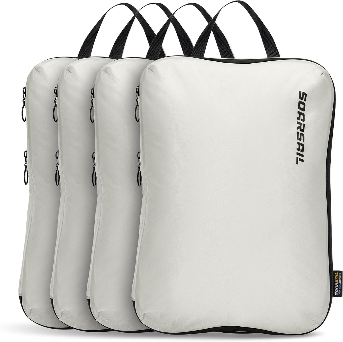 4 Pack Ultralight Compression Packing Cubes for Travel, White | 100D Composite Nylon, Translucent Design, Water Repellent and Tear-resistant, Odor and Dust Protection, Compression Reliable