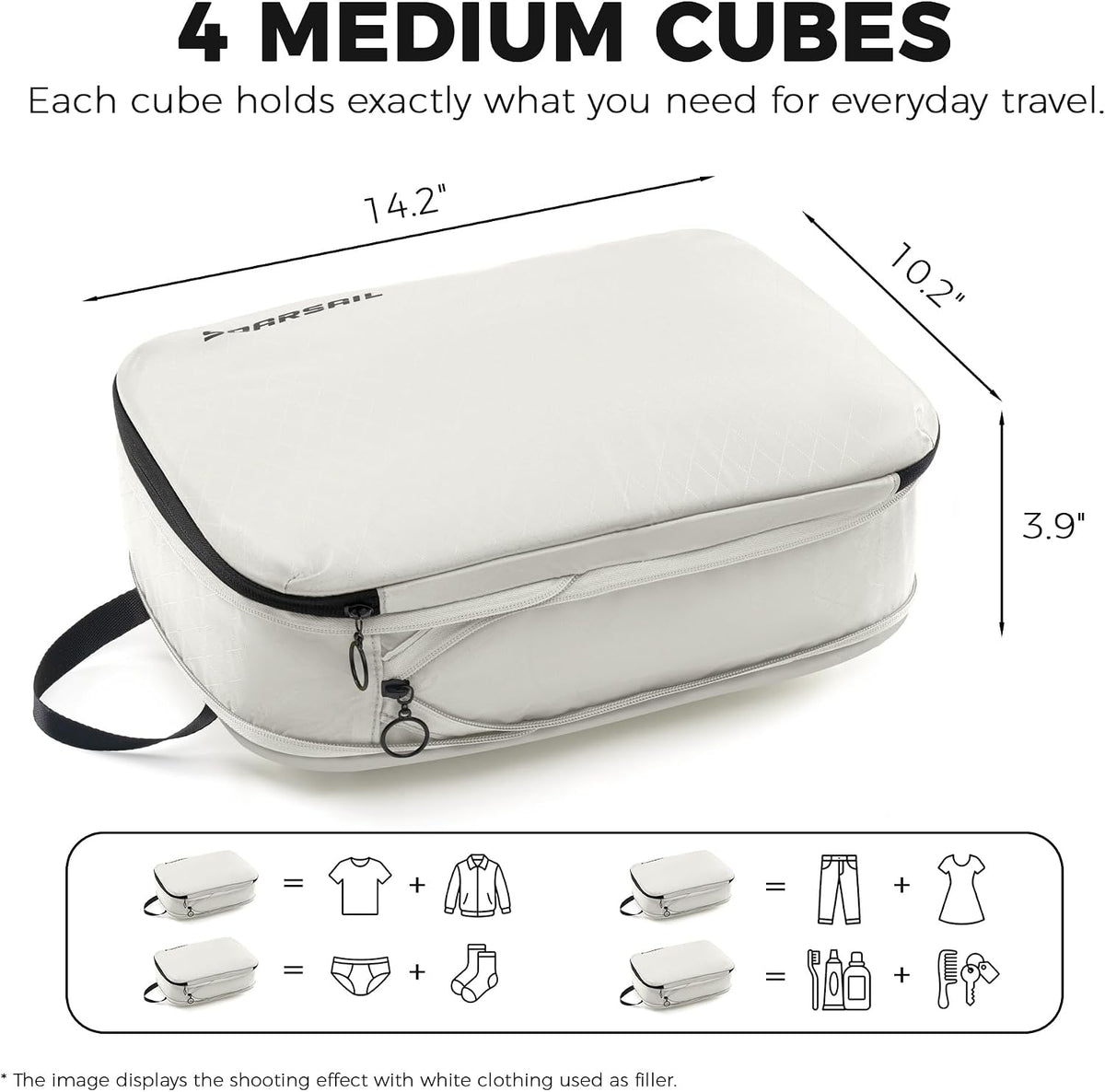 4 Pack Ultralight Compression Packing Cubes for Travel, White | 100D Composite Nylon, Translucent Design, Water Repellent and Tear-resistant, Odor and Dust Protection, Compression Reliable