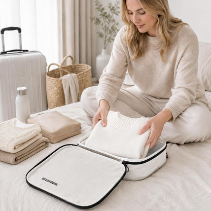 4 Pack Ultralight Compression Packing Cubes for Travel, White | 100D Composite Nylon, Translucent Design, Water Repellent and Tear-resistant, Odor and Dust Protection, Compression Reliable