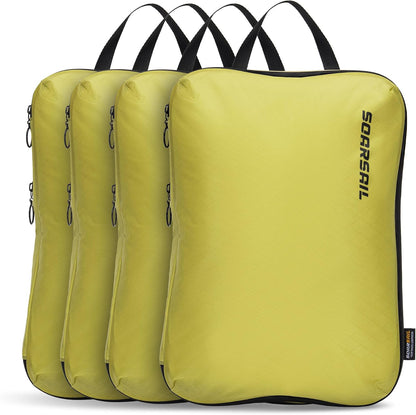 4 Pack Ultralight Compression Packing Cubes for Travel, White | 100D Composite Nylon, Translucent Design, Water Repellent and Tear-resistant, Odor and Dust Protection, Compression Reliable