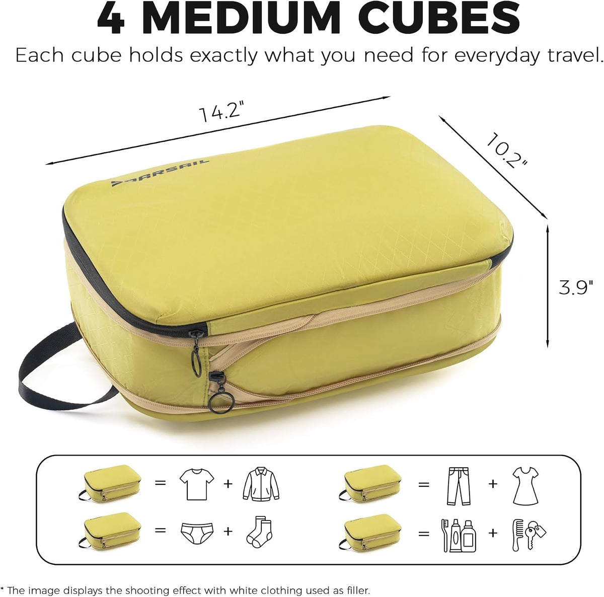 4 Pack Ultralight Compression Packing Cubes for Travel, White | 100D Composite Nylon, Translucent Design, Water Repellent and Tear-resistant, Odor and Dust Protection, Compression Reliable