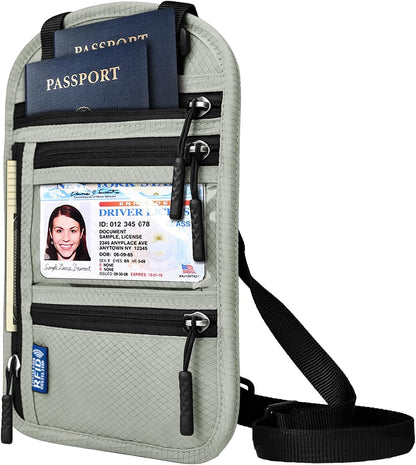 RFID Blocking Travel Neck Wallet–Hidden Passport Holder & Anti-Theft Money Pouch for Men & Women, Lightweight Concealed Travel Organizer with Adjustable Strap Secure Document