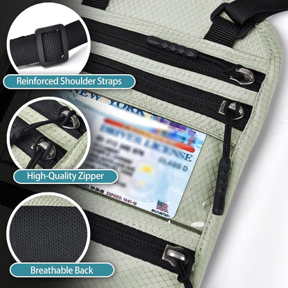 RFID Blocking Travel Neck Wallet–Hidden Passport Holder & Anti-Theft Money Pouch for Men & Women, Lightweight Concealed Travel Organizer with Adjustable Strap Secure Document