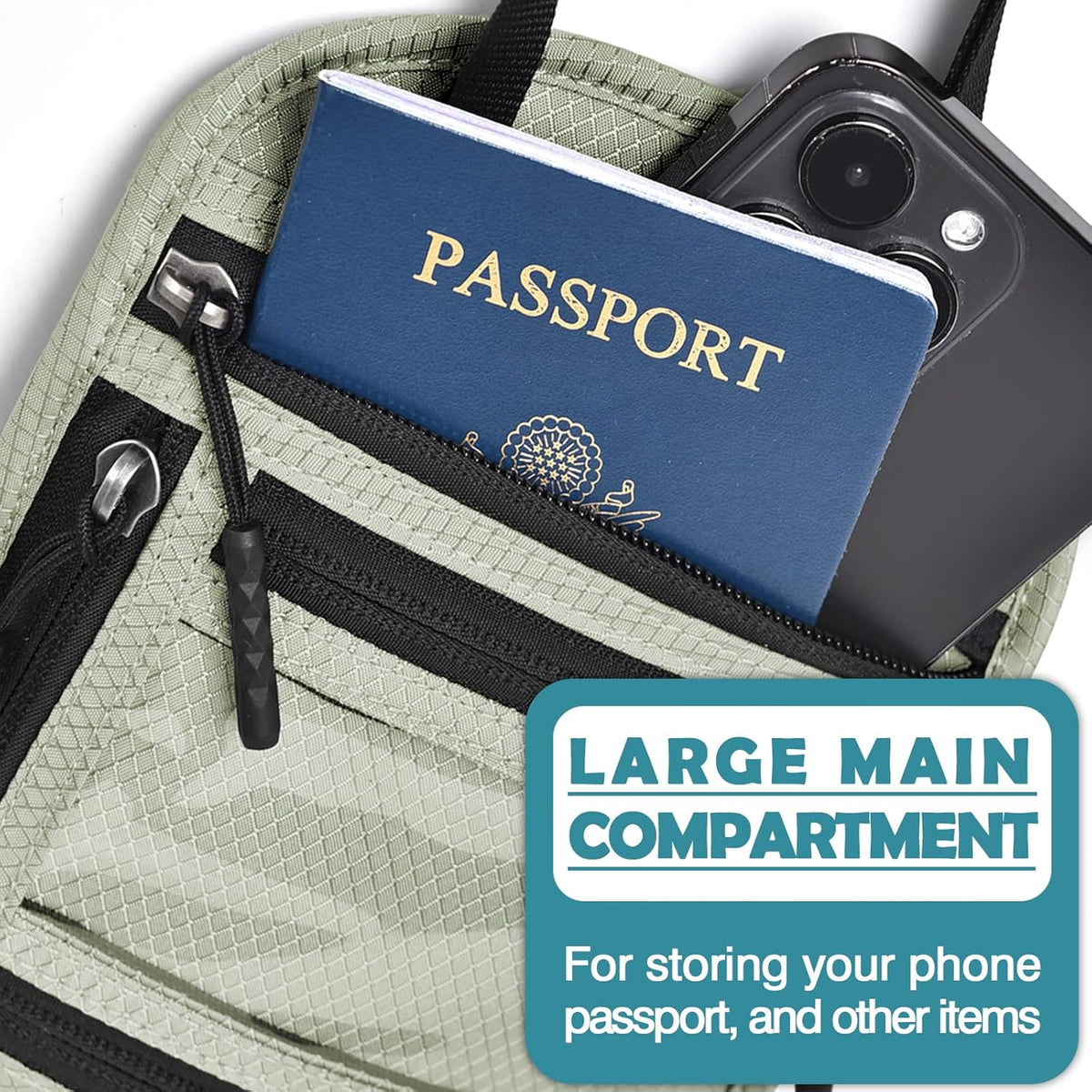 RFID Blocking Travel Neck Wallet–Hidden Passport Holder & Anti-Theft Money Pouch for Men & Women, Lightweight Concealed Travel Organizer with Adjustable Strap Secure Document